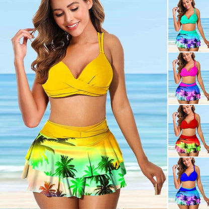 🏖️【S–3XL】✨ Letní vysoké módní plavky s potiskem, rychleschnoucí a prodyšný materiál