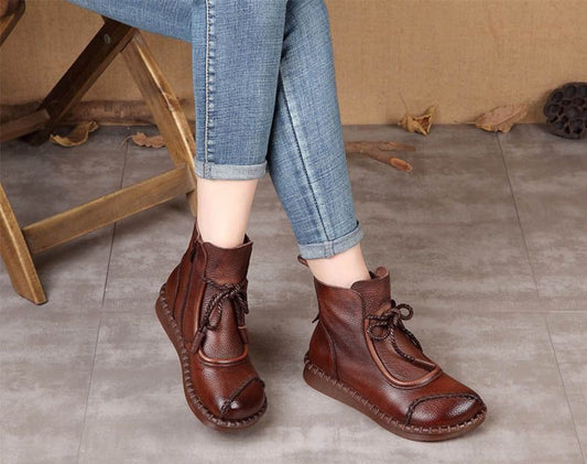 🔥✨【35-40】🌷👢2025 Wczesna jesień Nowość Przedsprzedaż🎉 Damskie buty vintage z miękkiej skóry-4091458