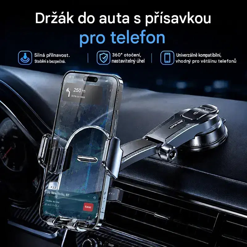 🚗📱 Držák telefonu do auta s dvojitou přísavkou | 400x stabilnější, bezpečnější upevnění a automatické uzavření