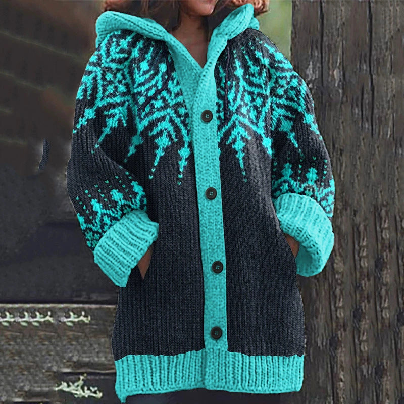 【S~5XL】❄Elegantna retro jakna s kapuco v barvi snežinke 4159902