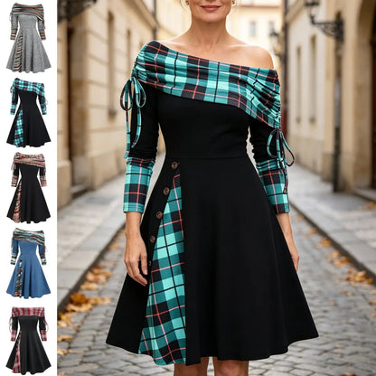 👗 Poslední den – sleva 50 % 【S–3XL】 Nové podzimní a zimní elegantní přiléhavé šaty s módním potiskem a odhalenými rameny, pohodlné a snadno kombinovatelné. ✅ Platba na dobírku