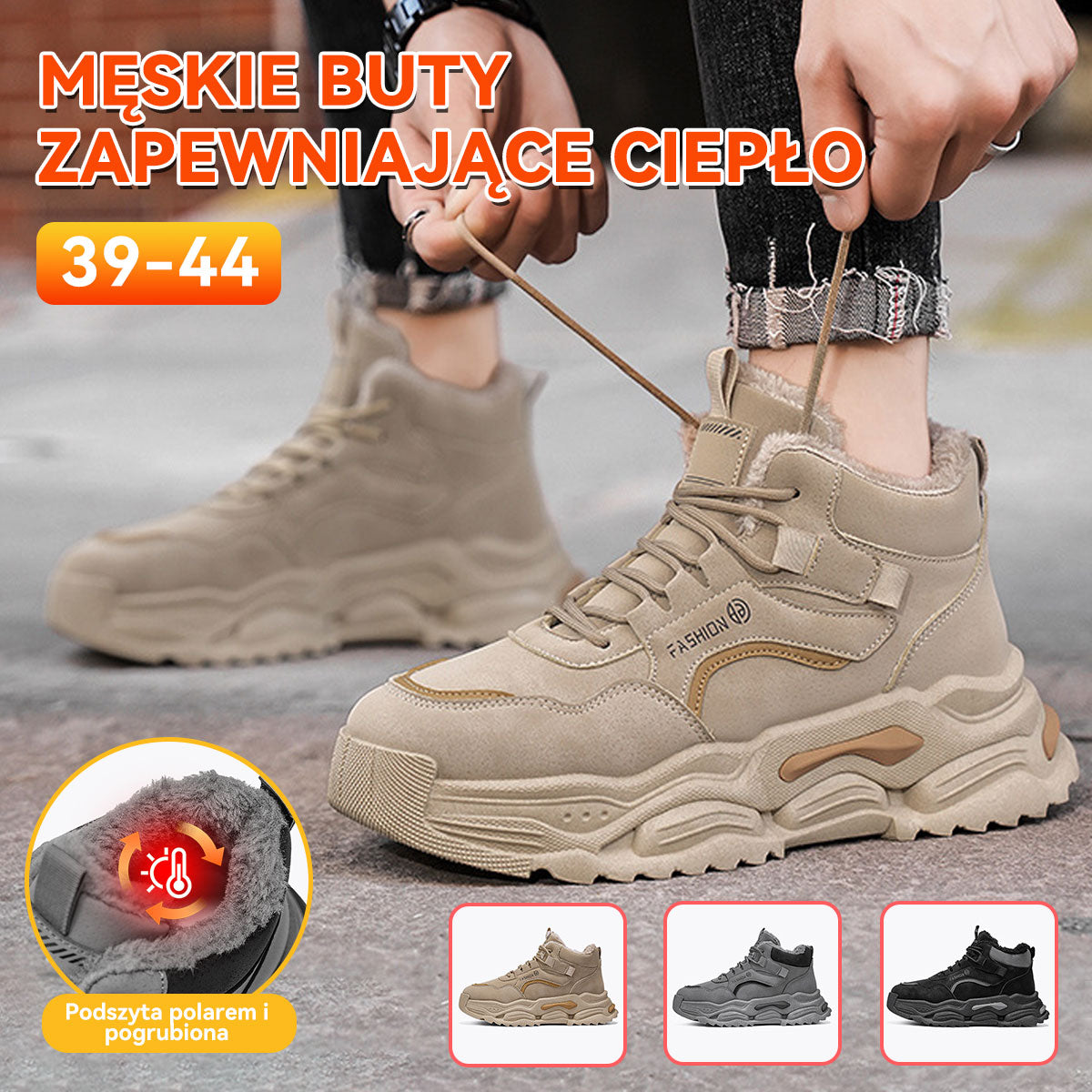 Nowe, zimowe, męskie, bawełniane buty na co dzień, za kostkę, uniwersalne i stylowe【39-44】 4173258