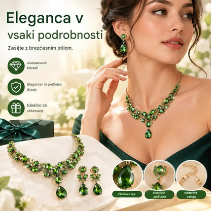 ✨【Ogrlica + uhani】💖💎Nov komplet ogrlice in uhanov s pisanimi kubičnimi cirkoni.
