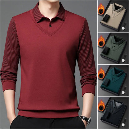 【M-4XL】Réteges stílusú póló, színblokk dizájnnal és csíkhatású részletekkel