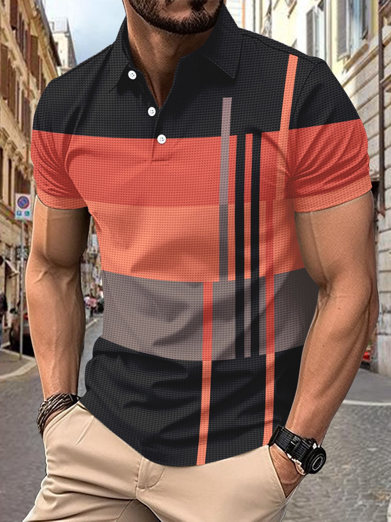 💥Sezónní nabídka 👕Pánské polo tričko s pruhy, krátkým rukávem a límečkem (S-5XL)