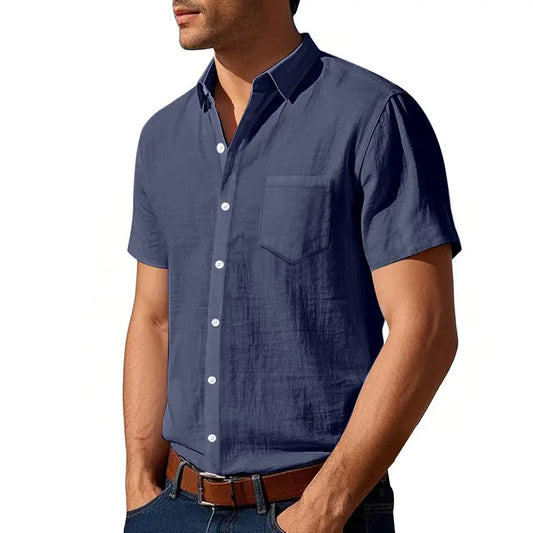 【S-3XL】👔 Krátká lněná košile – maximální pohodlí a stylový henley límec 🌿 Skvělá volba na léto i každodenní nošení! ✨