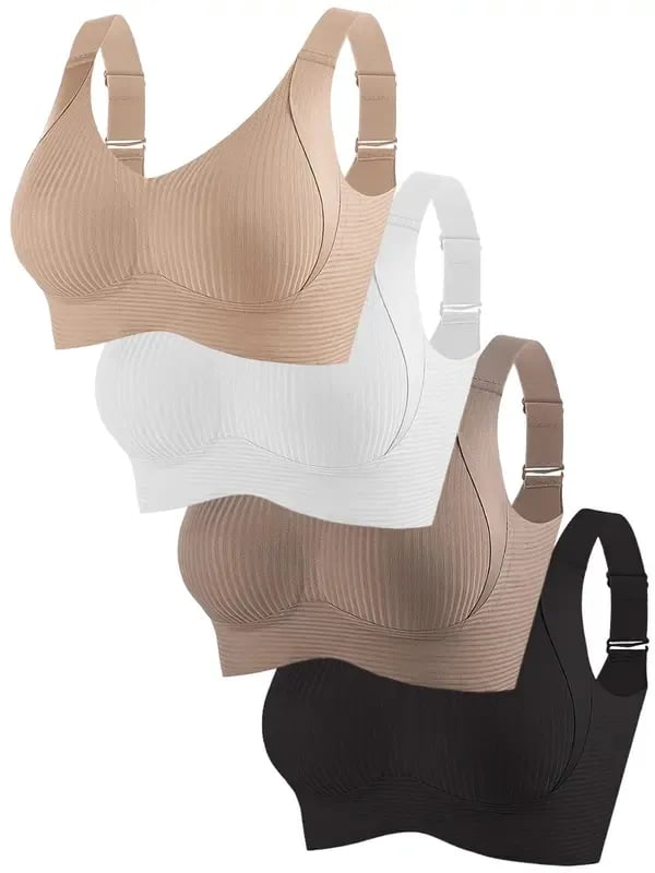 😍【Zestaw 4 szt.】Bezszwowy biustonosz bez fiszbin dla kobiet ❤️【40–95 kg】-4208139