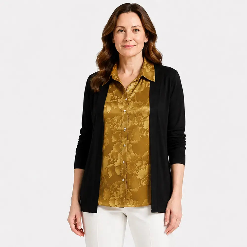 ⏳ Poslední den – sleva 50 % 👚【M–4XL】Dámská dvoudílná košile s vrstveným vzhledem – dlouhý rukáv, zeštíhlující střih, ležérní podzimní top