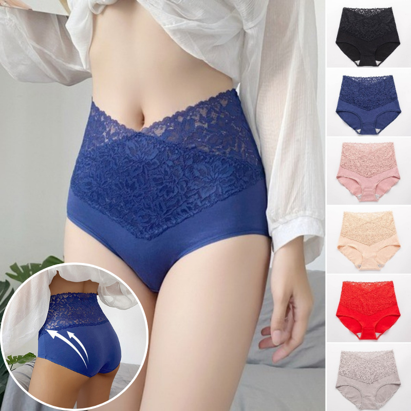 🔥【Kup 6, a otrzymasz 6 za darmo】👙Antybakteryjne bawełniane koronkowe majtki z wysokim stanem-4050168