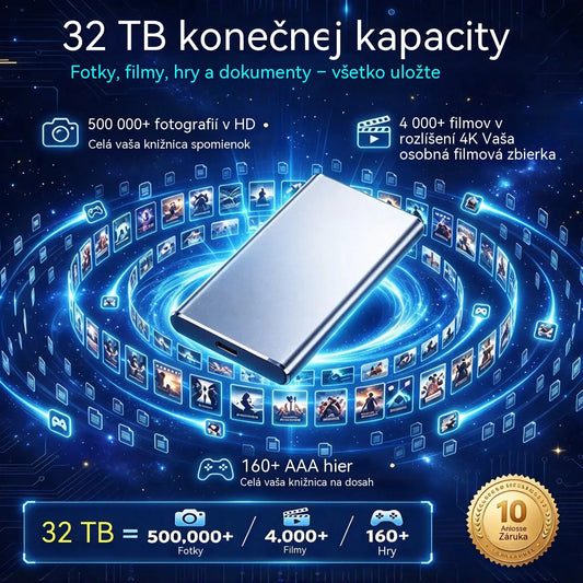 ⚡【32 TB】💾 Ultratenký SSD disk nové generace | Velká kapacita a vysoká rychlost | Přenosné úložiště 🚀
