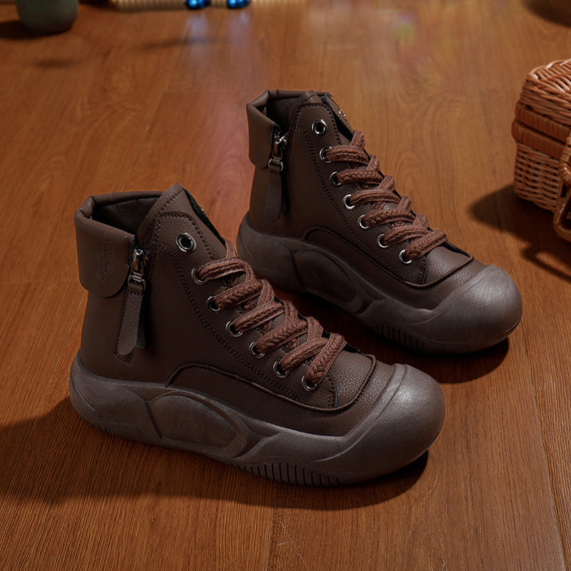 👢✨【35-40】2024 nowe, jesienne, modne skórzane buty z grubą podeszwą-3756942