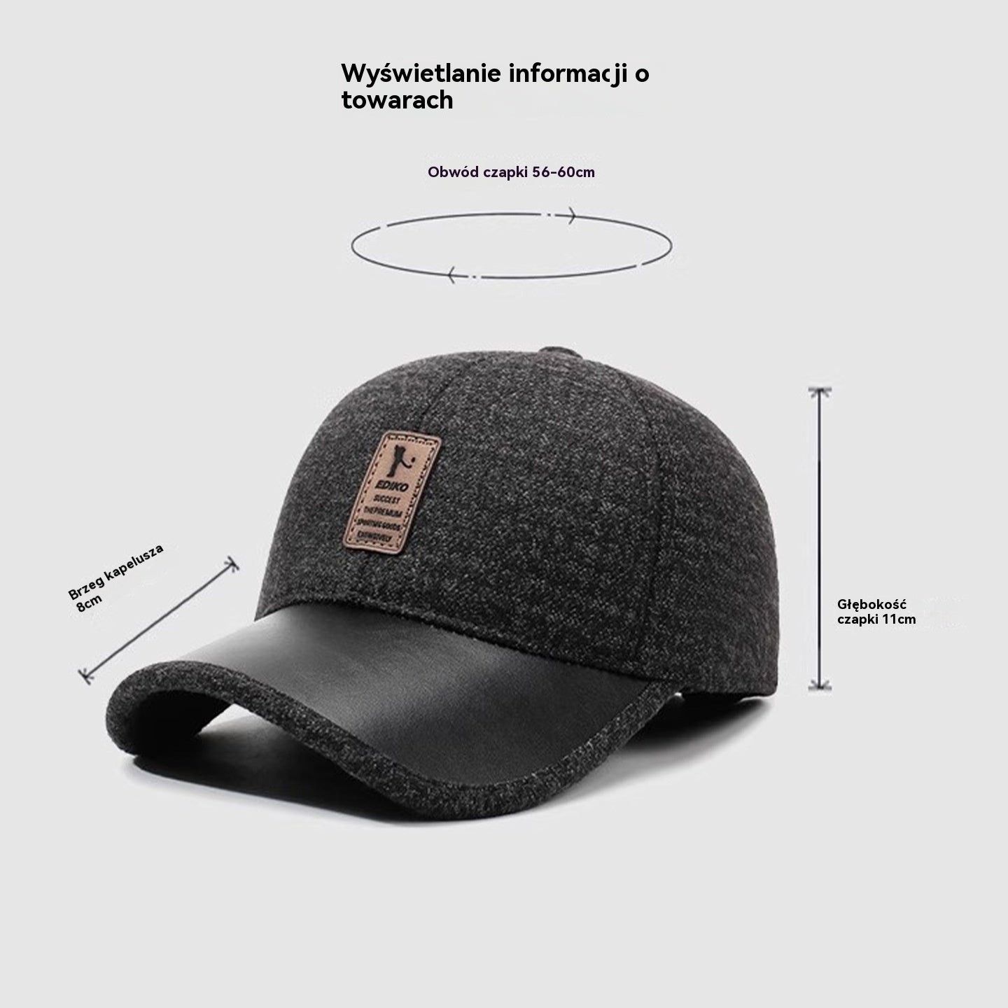 🧢🔥Męska zimowa, ciepła czapka baseballowa z nausznikami i podszewką z polaru, idealna na jesień i zimę.-4175970