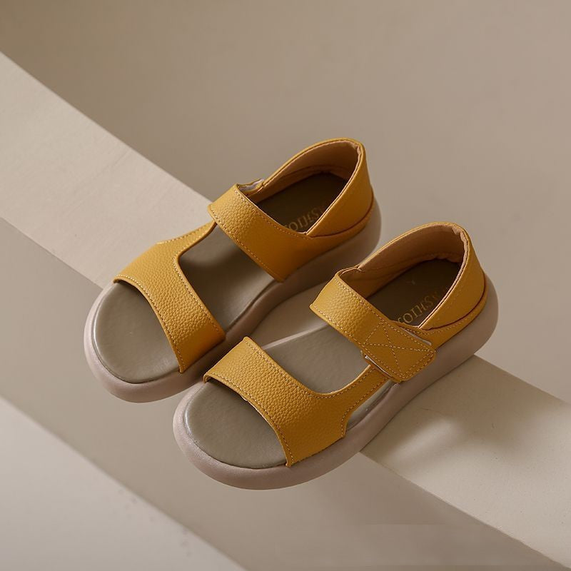 🔥【35–43 méret】👡 Retro nyári női szandál – puha valódi bőr, kényelmes vastag talppal