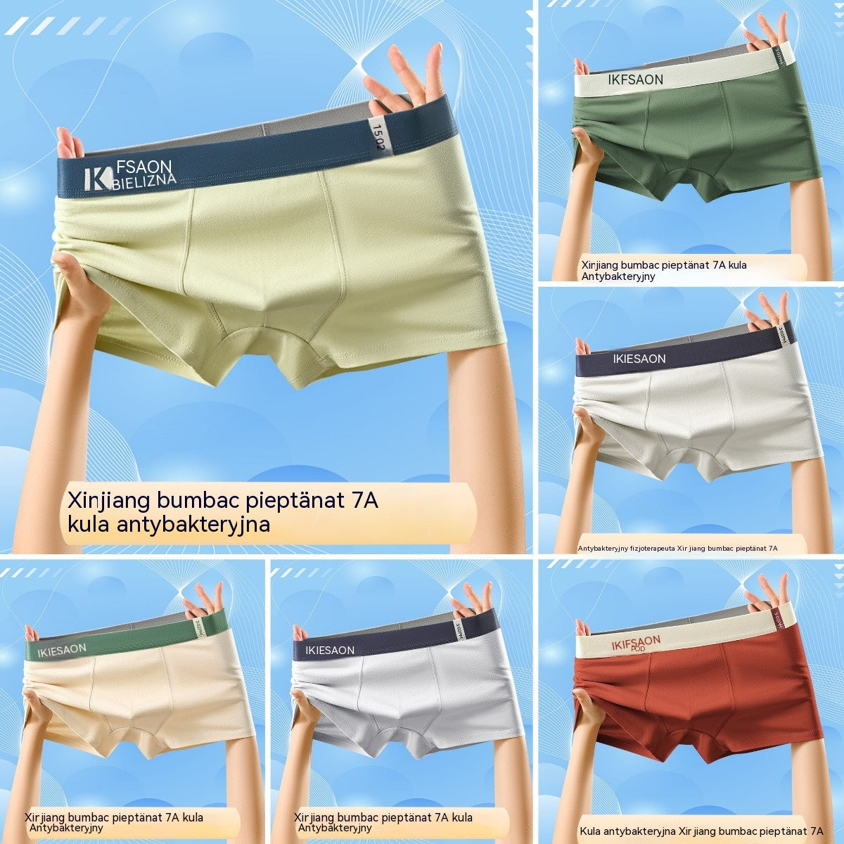 🌟【6 kusů v balení – 660 Kč】🧊 Pohodlné a prodyšné pánské boxerky se středním pasem