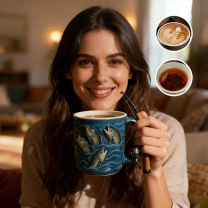 🎣☕ Nový hrnek s motivem rybaření – kreativní hrnek navržený speciálně pro milovníky rybaření.