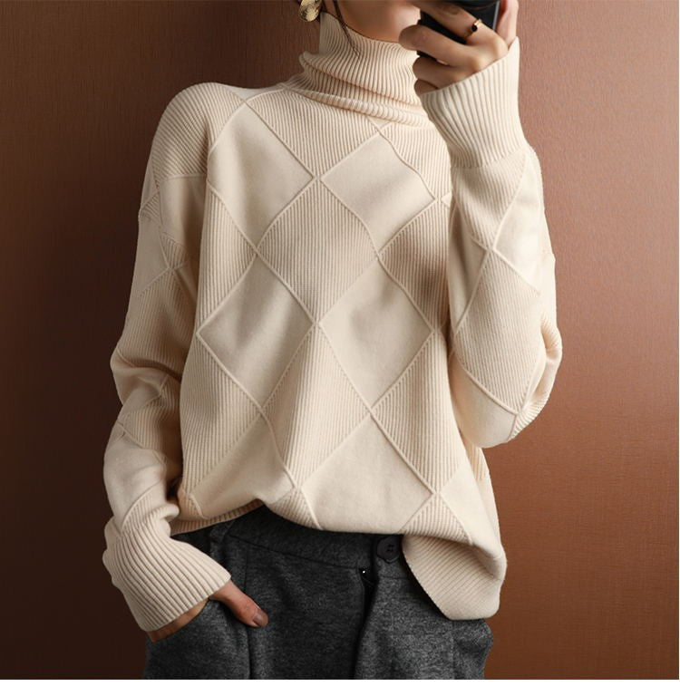 🔥💟 【49%  OFF】【S-2XL】 2024 nowy damski luźny kaszmirowy sweter z golfem na jesień i zimę 2024-3843813
