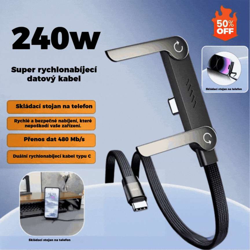 🔥Kupte 1, dostanete 1 zdarma!🔥⚡Rychlonabíjecí kabel 2 v 1 s nastavitelným držákem telefonu🔋 4229950