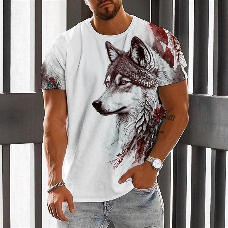 【Kup 1, a otrzymasz 1】【2XS-6XL】👕👕 T-shirt męski z nadrukiem wilka-3951732