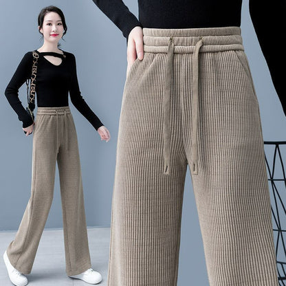 🔥【M-3XL】🔥Aksamitne spodnie casual z szerokimi nogawkami, bardzo wygodne w noszeniu.