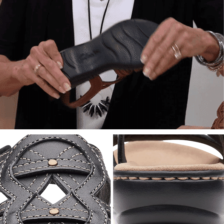 Gorąca sprzedaż 🔥【35-43】Miękkie i wygodne skórzane sandały damskie-4248893