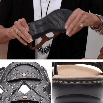 Gorąca sprzedaż 🔥【35-43】Miękkie i wygodne skórzane sandały damskie-4248893