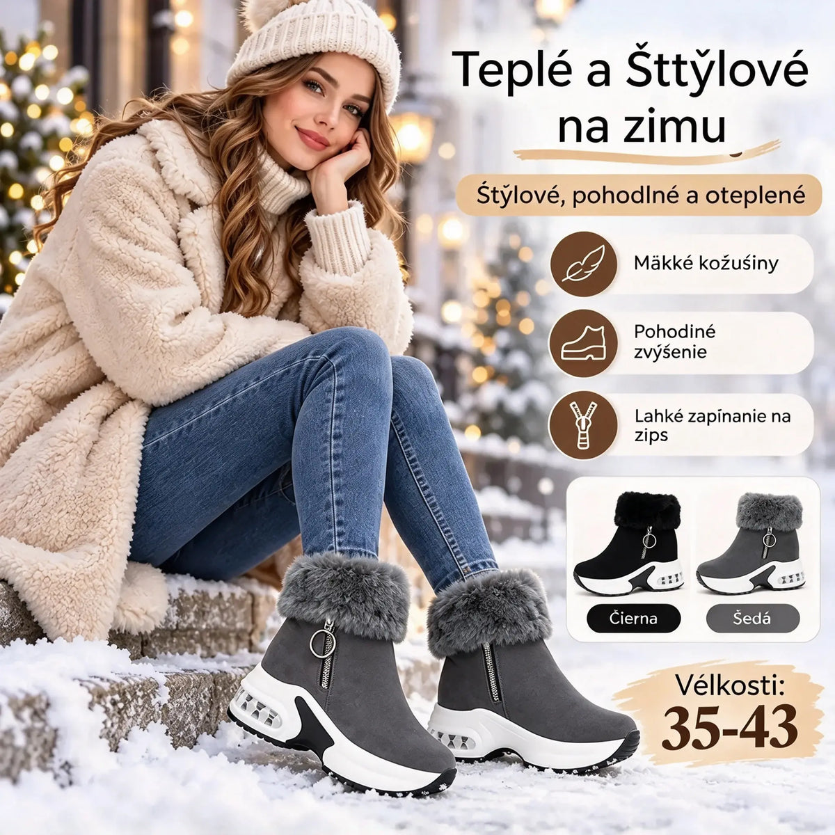 🔥😍【35–43】Dámské podzimní a zimní boty s robustní podrážkou, zateplené fleecem – teplé a pohodlné pro každodenní nošení