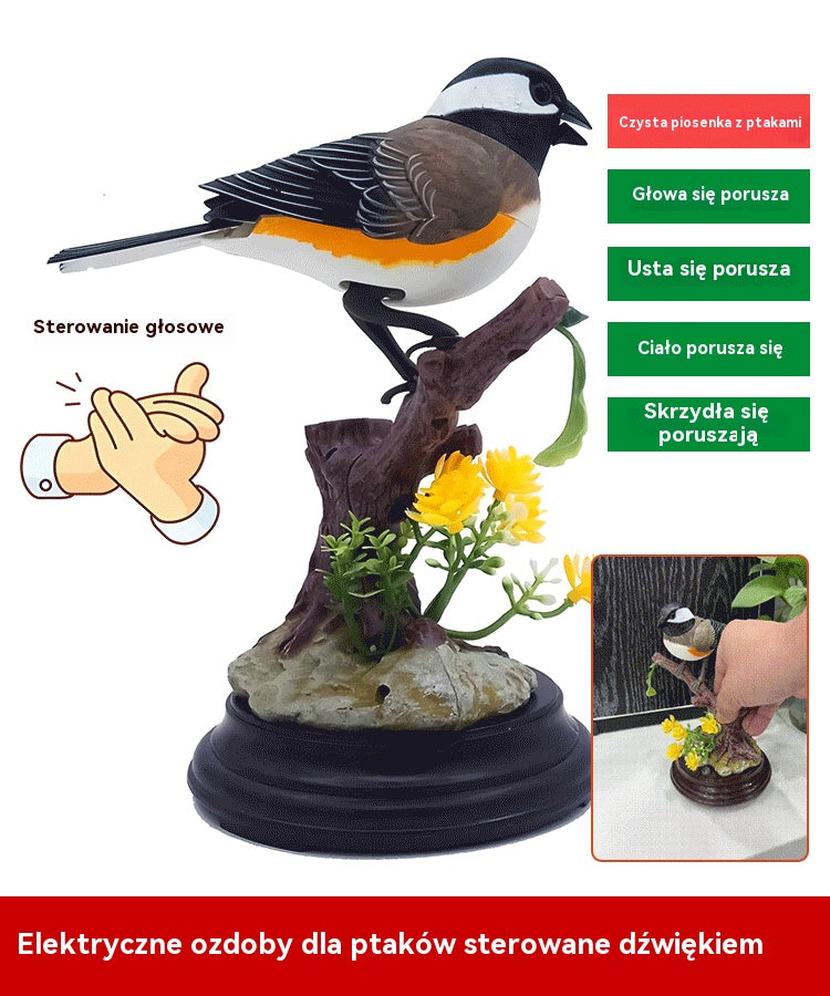 🦜🐦【Oferta ograniczona czasowo】Symulacja sterowana głosem, kreatywne, urocze ozdoby ptaków sterowane głosem, dekoracyjne ozdoby na biurko-4081681
