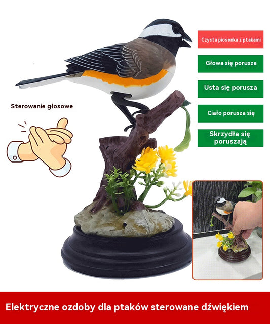 🦜🐦【Oferta ograniczona czasowo】Symulacja sterowana głosem, kreatywne, urocze ozdoby ptaków sterowane głosem, dekoracyjne ozdoby na biurko-4081681