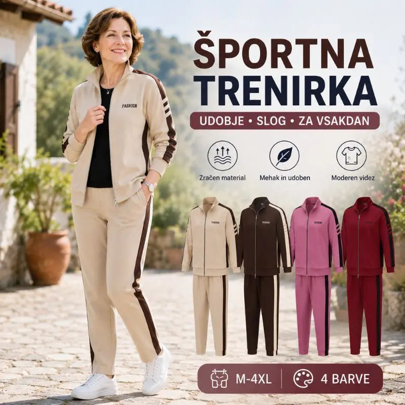 🚶‍♀️【50% popust】🔥【M-5XL】【Jakna + hlače】😍 Nov jesenski komplet športnih oblačil za prosti čas, plus velikosti