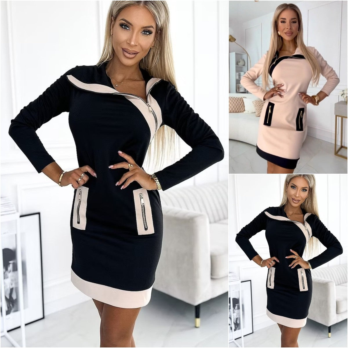 【S-3XL】Nowa, najgorętsza w sezonie bluza z kapturem z denimu w bloki kolorów 4158846