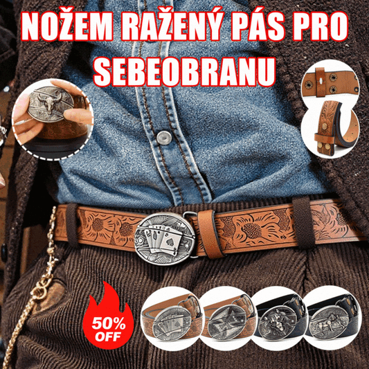 🎁👍Męski pasek z wytłoczeniami i wbudowanym nożem 4147905