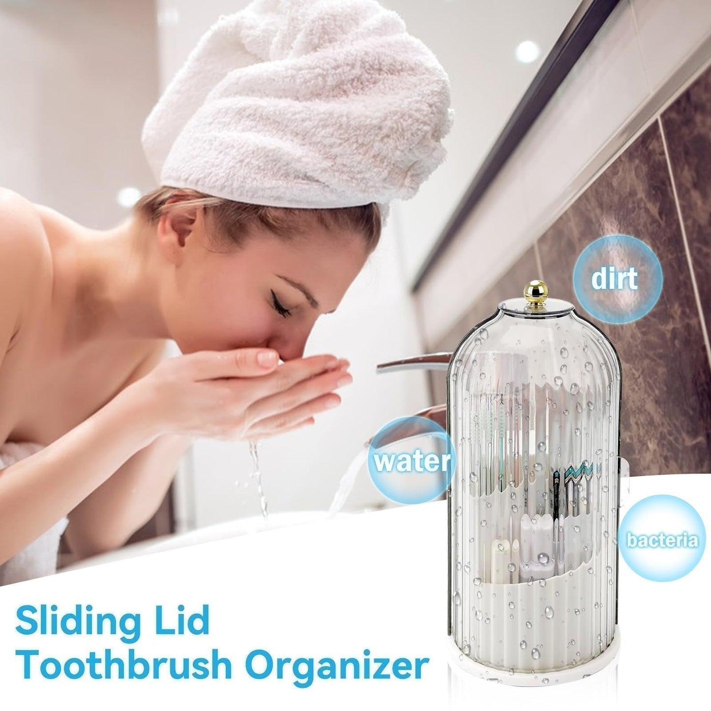 50% ZNIŻKI! 🏡 Uchwyt na szczoteczkę do zębów z przesuwaną pokrywką – higieniczna konstrukcja, brak kapania i oszczędność miejsca 🚿-4253201