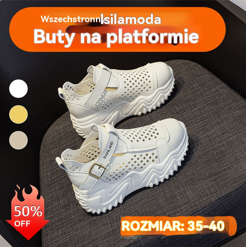 【35-40】Nowy styl swobodnych, oddychających sandałów z grubą podeszwą i wydrążonymi podeszwami-3987844