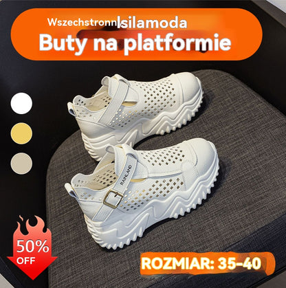 【35-40】Nowy styl swobodnych, oddychających sandałów z grubą podeszwą i wydrążonymi podeszwami-3987844