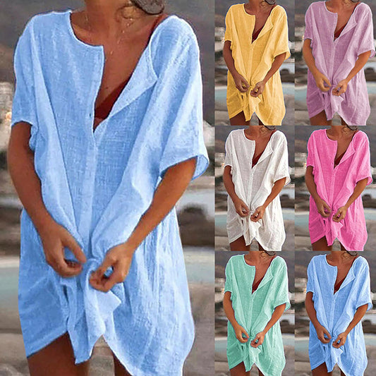 ❤️【S-5XL】Nowe damskie koszule codzienne długie kolorowe ✅Czysty kolor i prostota ✅Wygodne i oddychające-4020509