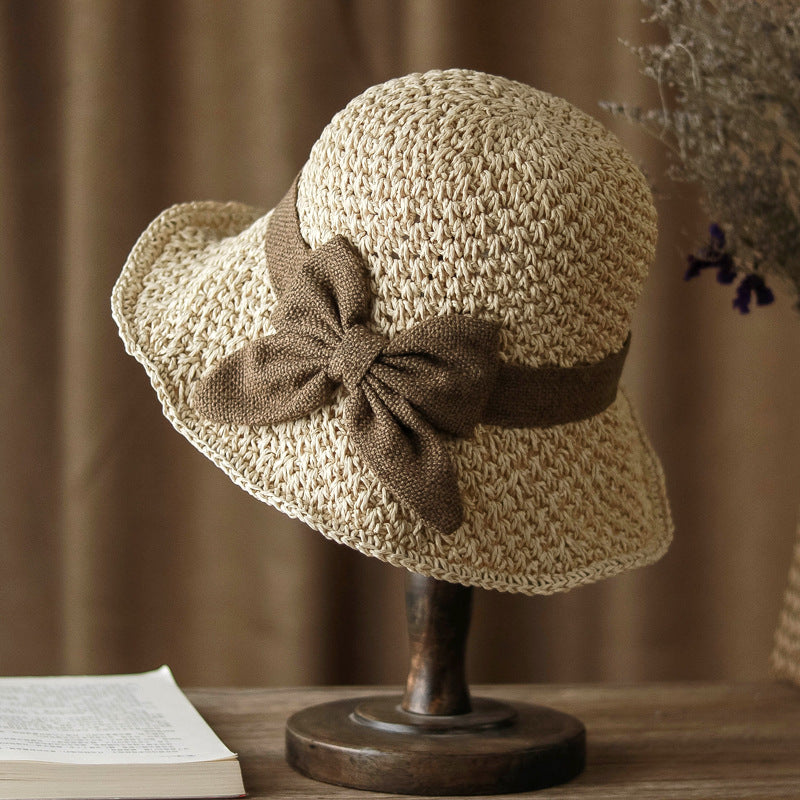 🧢 Nyní se slevou 50 %! 🌞 Elegantní pletený slaměný klobouk s mašlí – prodyšný a skládací, ideální volba na pláž i na cesty 👒