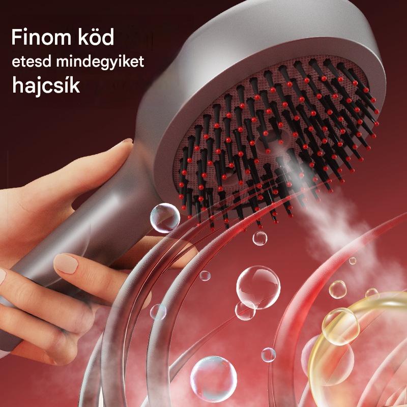 💆‍♀️ 2 az 1-ben: rezgő masszírozó + permetezős hajkefe! 🪄 Nyugtatja a fejbőrt, ápolja a hajat – otthoni spa élmény ✨