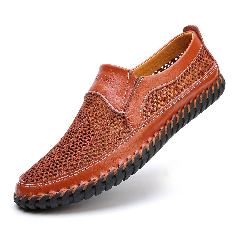 【38-48】👞Nowe, jesienne, męskie, skórzane buty z siateczki-3715966