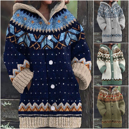 🔥【S~5XL】✨Nowa elegancka kolorowa kurtka z kapturem w stylu retro 4162861