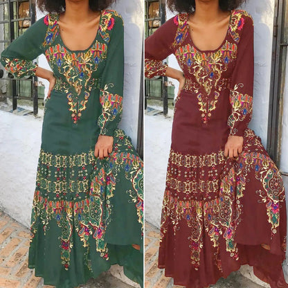 🔥👗【S-3XL】 Zimní nové dámské šaty s etnickým potiskem-4133626