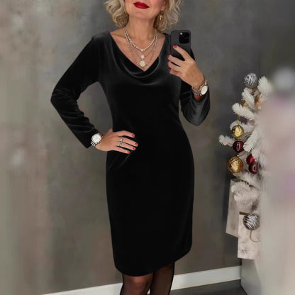 ✨ Sukienka z weluru 2026 | Długie rękawy | Seksuacyjny & Elegancki Styl ✨-4208567