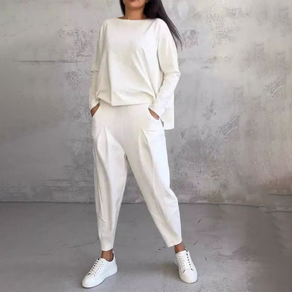 💥Promocja czasowa 50%💖【S-5XL】  Zestaw z długim rękawem, bluzka z okrągłym dekoltem i długie spodnie