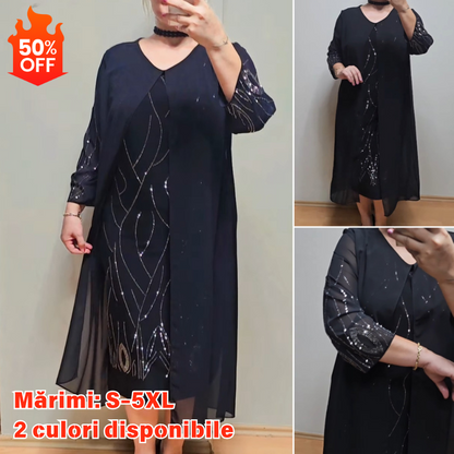 🔥Wyprzedaż ograniczona czasowo 🔥【S-5XL】Elegancka i modna sukienka midi z tiulowymi rękawami-4107042