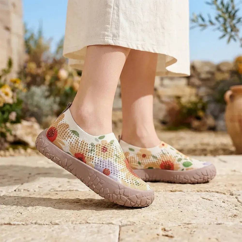 ⭐🌺【36-43】Dámské plátěné nazouvací boty s potiskem - lehké, s měkkou podrážkou, ležérní - prodyšné, malované mokasíny