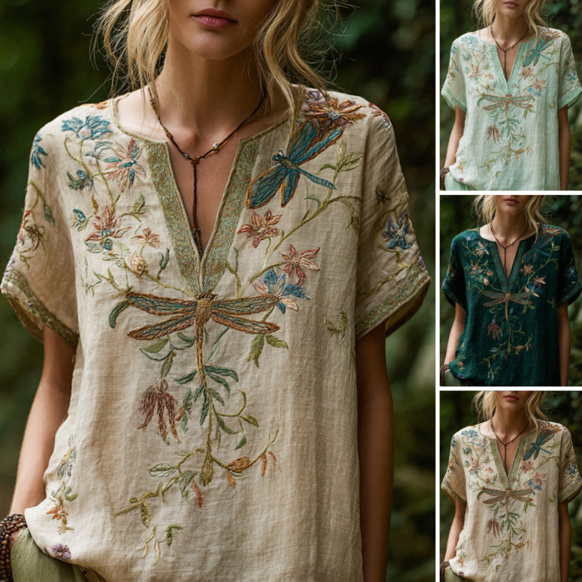 👚50% sleva poslední den!【S-5XL】Moderní dámské tričko s potiskem a výstřihem do V, volný střih