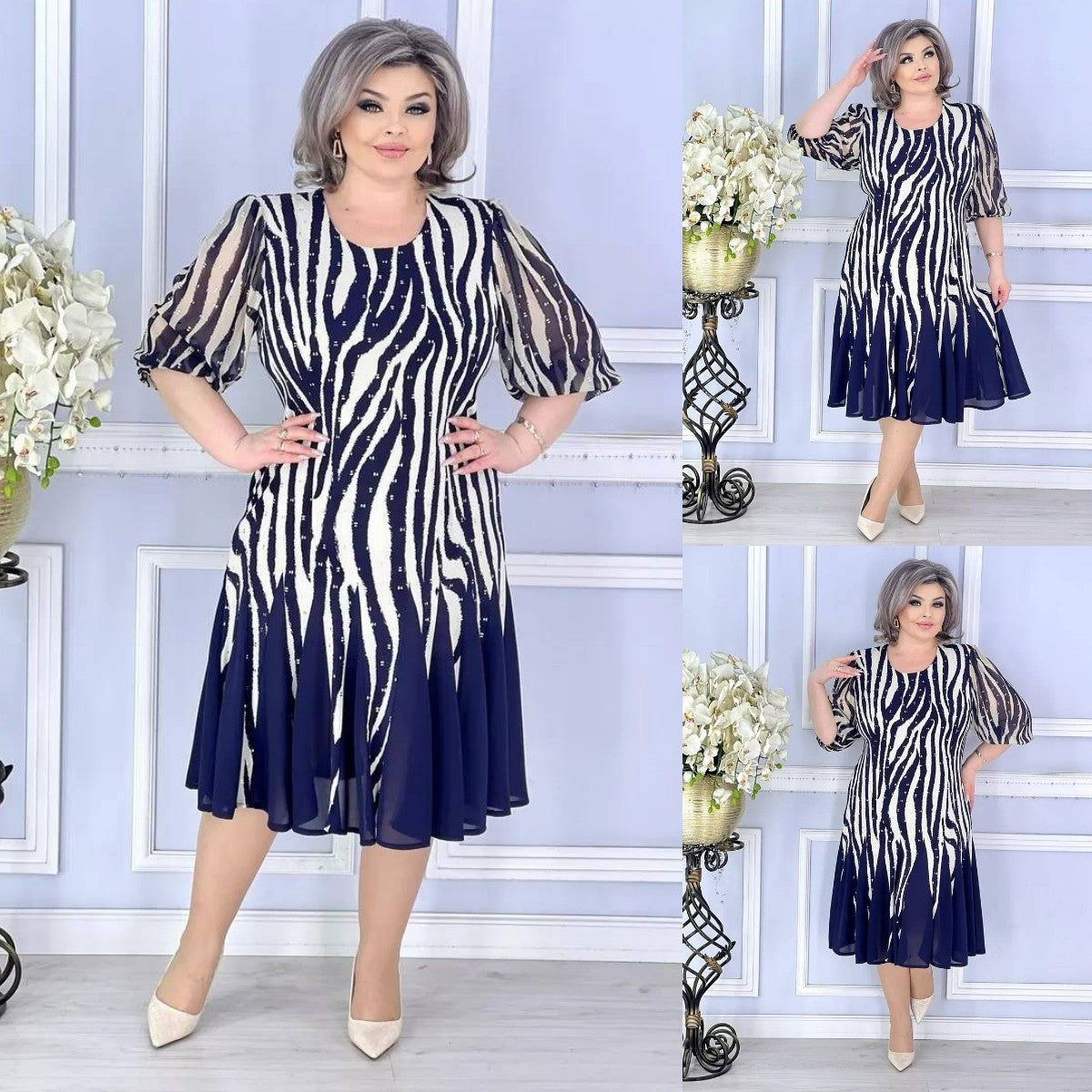 💙🌸💙🌸【S-5XL】Nowy styl, niezbędna na święta, krótka francuska sukienka