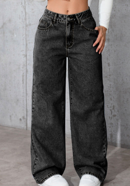👖【S-6XL】Dámské džíny s vysokým pasem a širokými nohavicemi 4237920