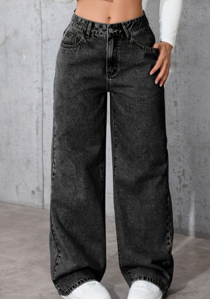 👖【S-6XL】Dámské džíny s vysokým pasem a širokými nohavicemi 4237920