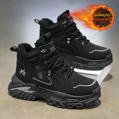 ♥️♥️【Nowy produkt】Wysokie buty zimowe męskie, nowy styl 2025, ocieplane polarem, ciepłe, z grubej bawełny, sportowe śniegowce-4163789