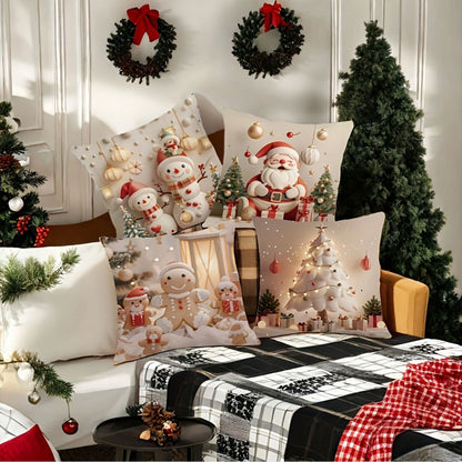 🎅¡Oferta navideña! 49% de descuento🎄Fundas de almohada con temática navideña [Juego de 4] 4167571